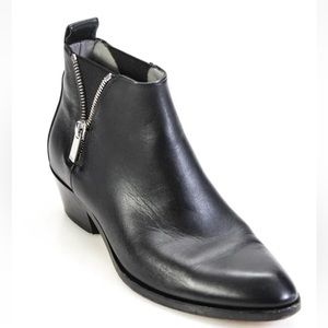 GINA black leather zip bootie boots 36